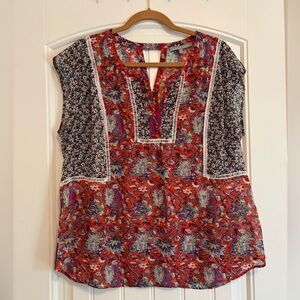 Daniel Rainn Colorful, Flowy, Floral, Sheer, Blouse - XL